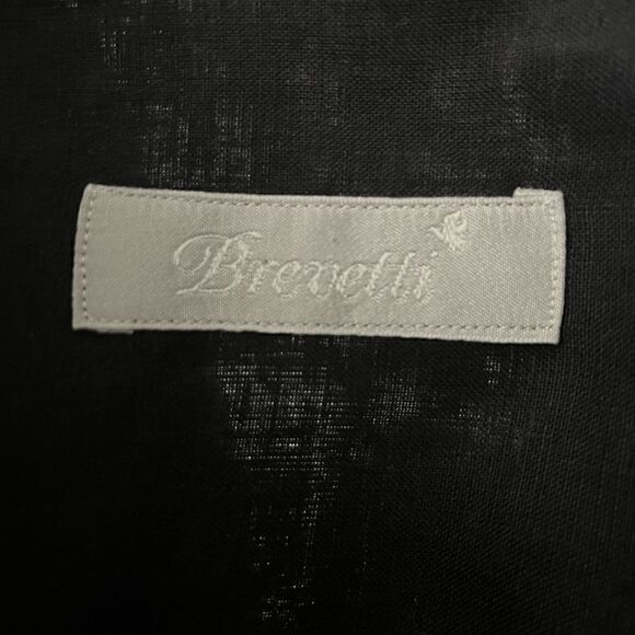 Brevetti Men’s Black Linen Long Sleeved Casual Button Down Like New Size 17 - Picture 3 of 3